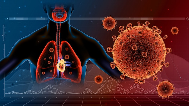 Photo respiratory system  lung  and   coronavirus disease covid19 infection medical graph