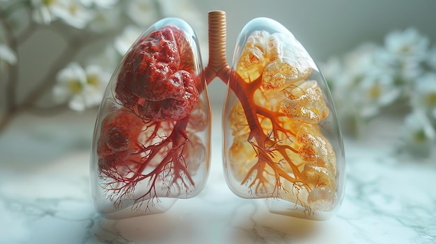 Photo respiratory system lungs anatomy 3d model