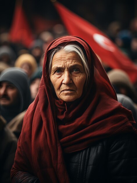 Photo the resplendent centennial capturing the majestic turkish flag and the vibrant turkish people in uh