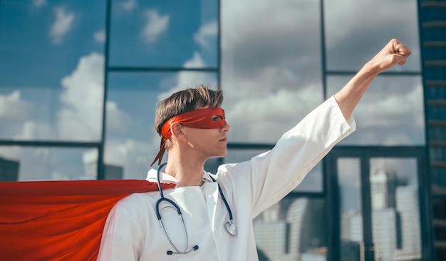 Responsible doctor superhero is ready for a new task 