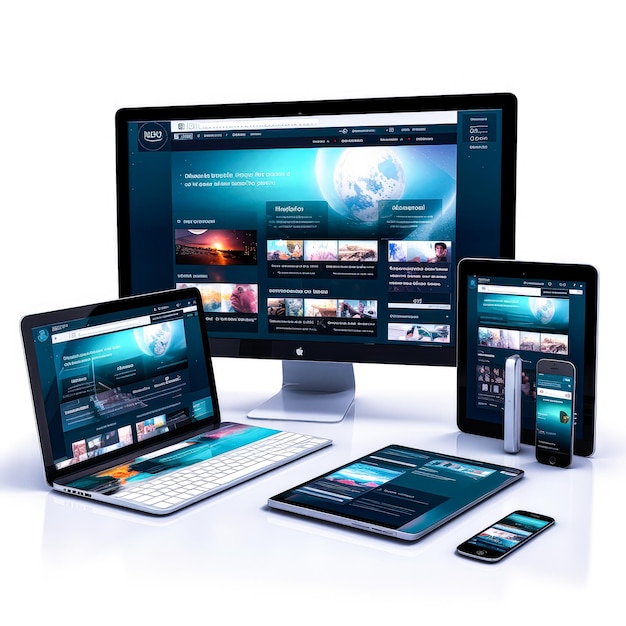 Responsive design mockup van een website op verschillende apparaten