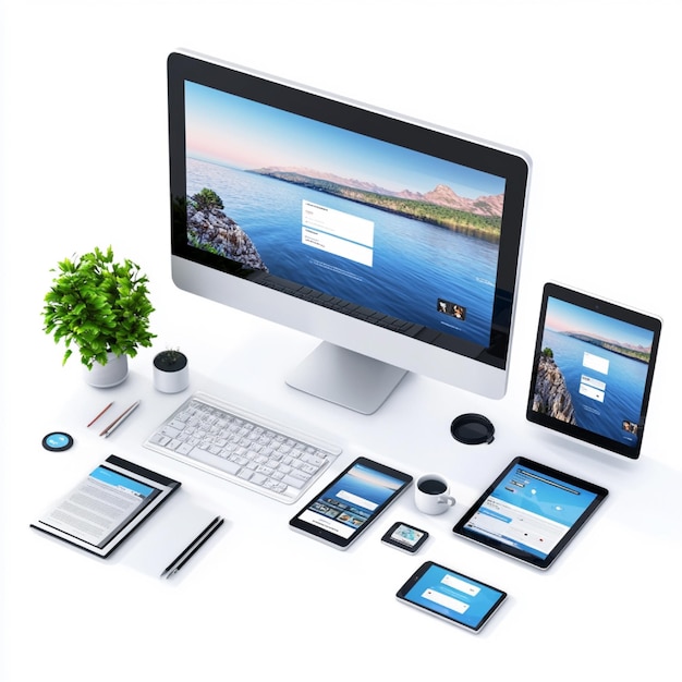 a responsive web design being created with html css and javascript across desktop and mobile views