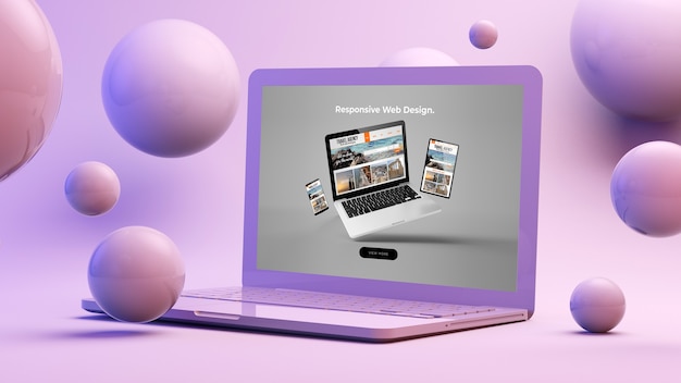 Responsive webdesign op computer 3D-rendering