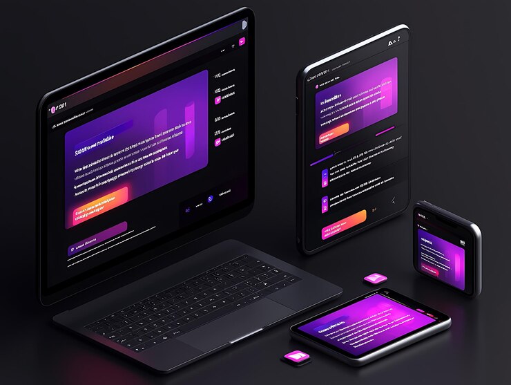 Photo responsive website design on laptop tablet and phone