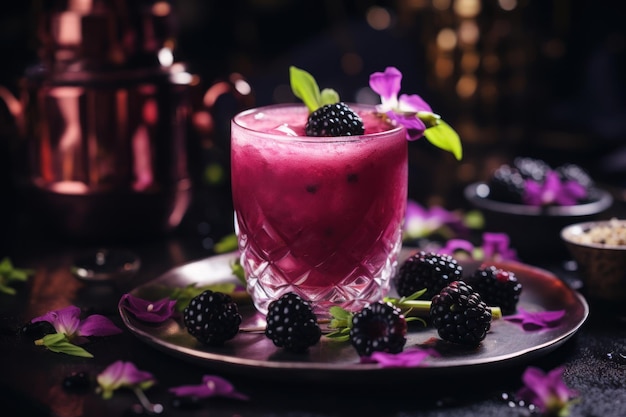 Restaurant blackberry drink syrup Bar cocktail Generate Ai