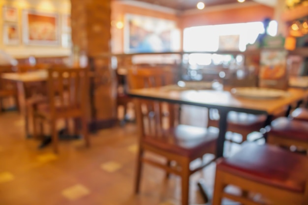 Restaurant blur with bokeh background vintage tone