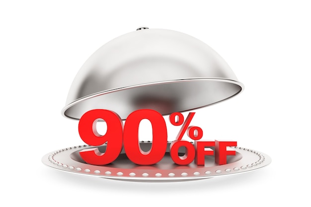 Restaurant cloche with 90 percent off Sign on a white background