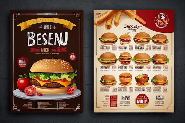 Photo restaurant delicious food flyer design todays menu chinese meal cover burger fast food brochure