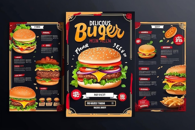 Photo restaurant delicious food flyer design todays menu chinese meal cover burger fast food brochure