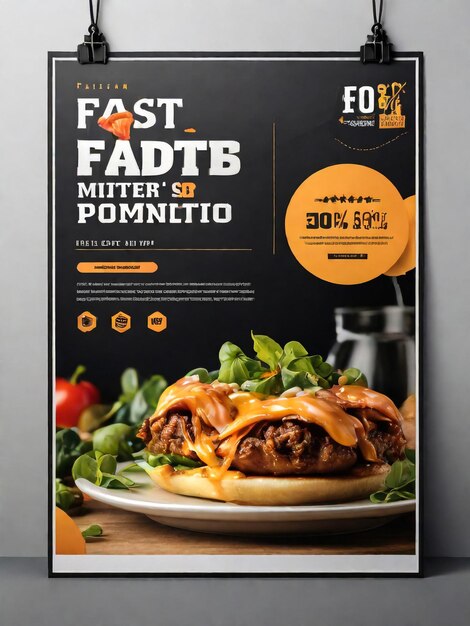 Photo restaurant discount food burger flyer design todays menu snake chinese meal ad template delicious fast food pizza poster