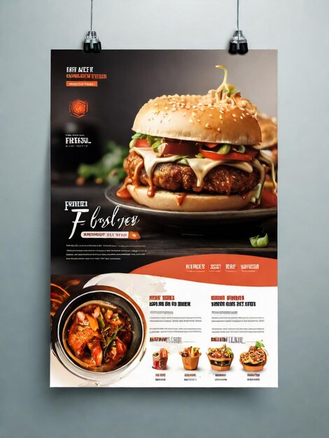 Foto ristorante cibo a sconto burger flyer design menu di oggi serpente annuncio pasto cinese template delicious fast food pizza poster