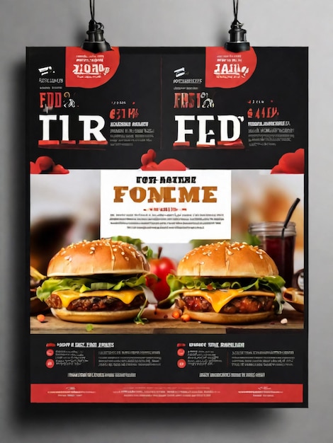 Photo restaurant discount food burger flyer design todays menu snake chinese meal ad template delicious fast food pizza poster