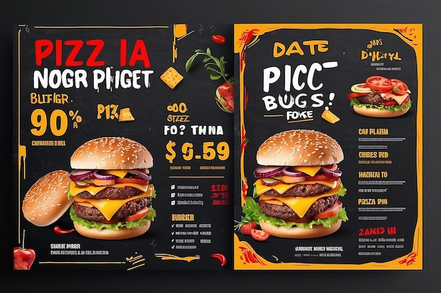 레스토랑 할인 음식 버거 플라이어 디자인 오늘 메뉴  중국 식사 광고 템플릿