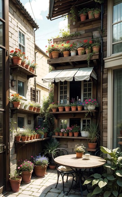 Restaurant exterior Courtyard cafe outdoor dining area