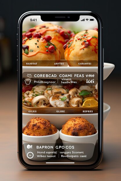 Foto restaurant food ordering app mockup generare un modello di ui user-friendly per un'app di ordinazione di cibo