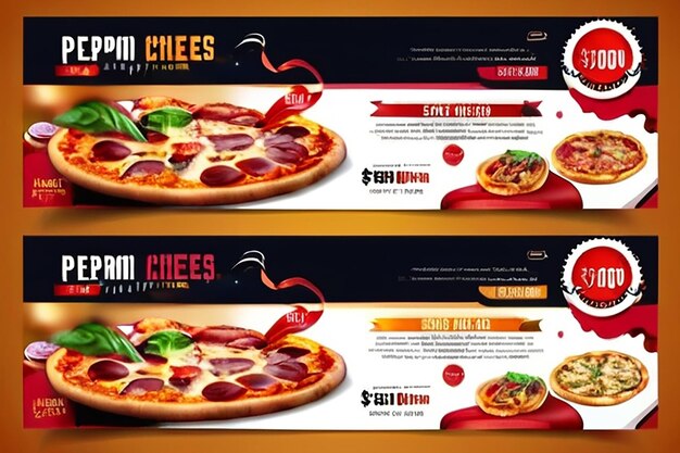 Foto modello di volantino del buono regalo del ristorante con deliziosa pizza al formaggio pepperoni