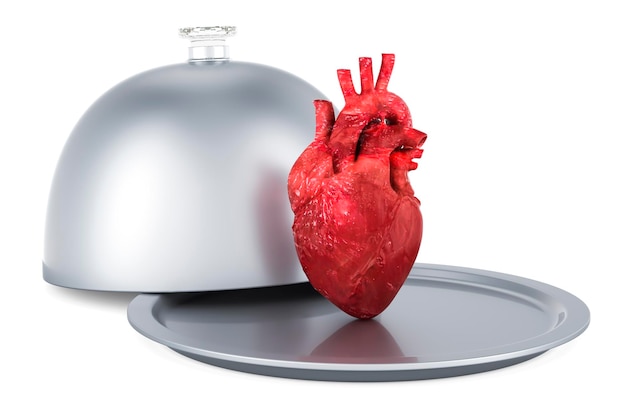Restaurant glazen kap met menselijk hart 3D-rendering