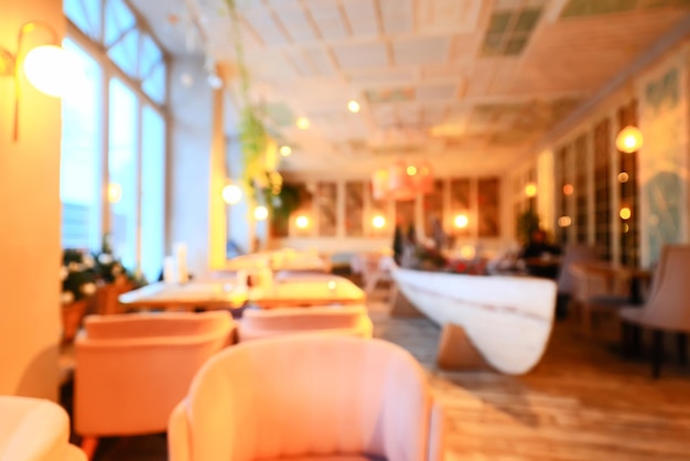 restaurant interior blurred background room serving