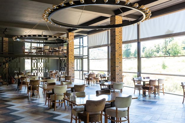 Restaurant interior near the river