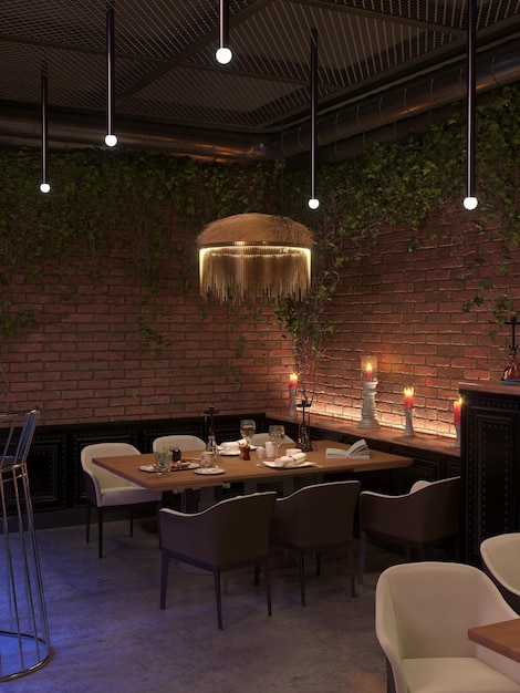 restaurant, interior visualization, 3D illustration