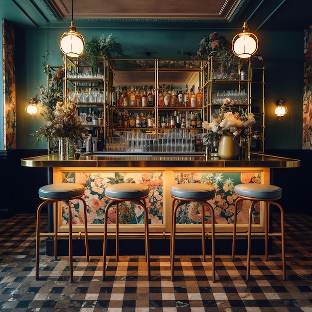 restaurant interior with plants