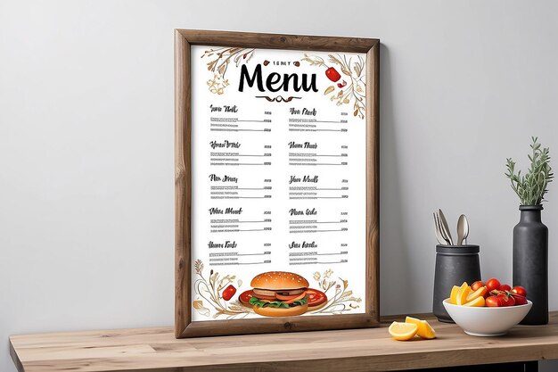 Foto restaurant menu board mockup personalize menu ontwerpen op blanke witte achtergronden