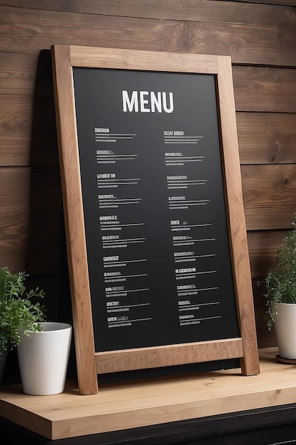 Restaurant Menu Board Signage Mockup with blank white empty space for placing your design