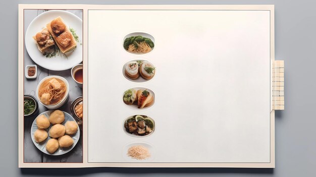 Photo a restaurant menu book for dim sum food featuring food menus that look attractive to buy