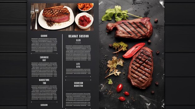 Photo a restaurant menu book for steak food
