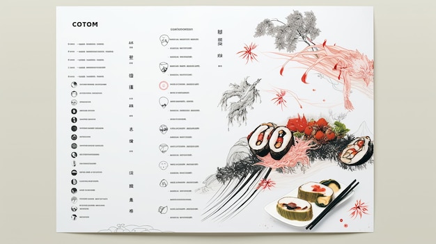 日本料理の寿司のレストランメニューブック