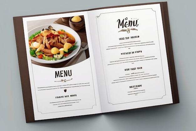 Foto menu di ristorante mockup set spazio bianco vuoto