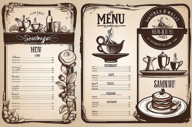 Photo restaurant menu template cafe identity vector illustration