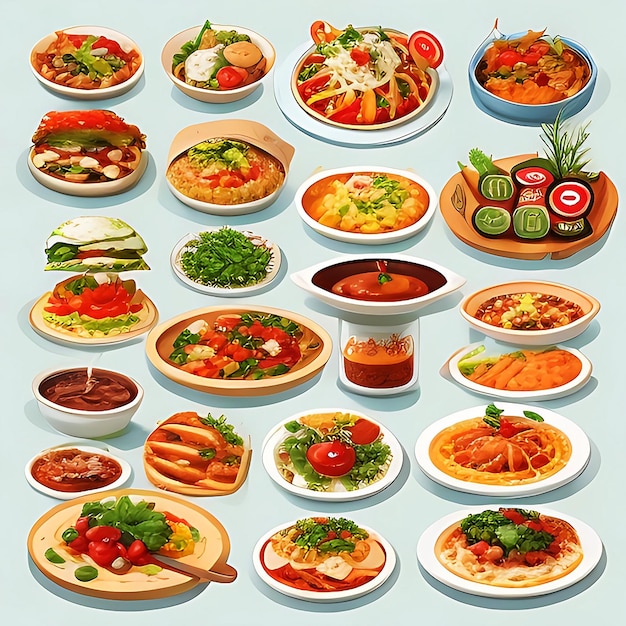 restaurant style food collection vector