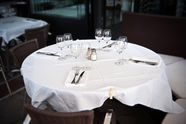 Restaurant table ready for four people