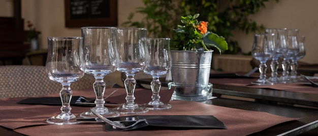 Restaurant table on terrace in Lyon