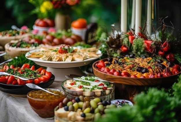 Restaurant table with food