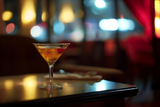 Restaurant Table with a Glass of Cocktail