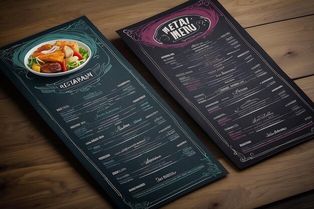 Foto menu a colori verticale del ristorante