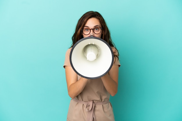 Restaurant waiter shouting through a megaphone