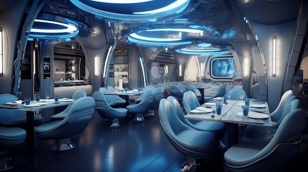 A restaurant with a bar that says'star trek'on it