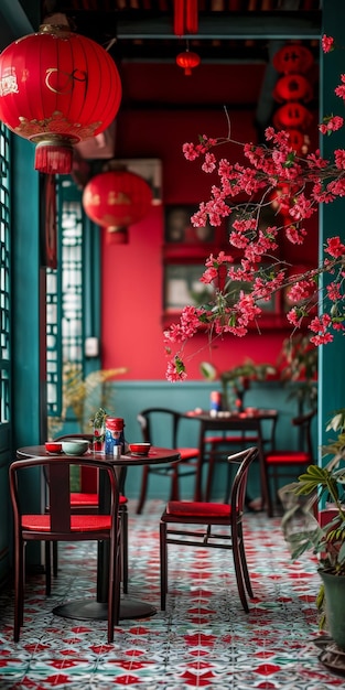 Restaurant With Hanging Red Lanterns