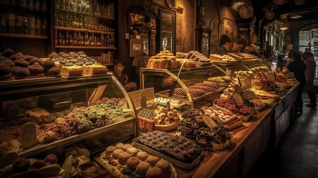 Photo a restaurant with a lot of food on the counter