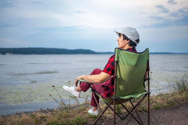 Resting in the camping chair