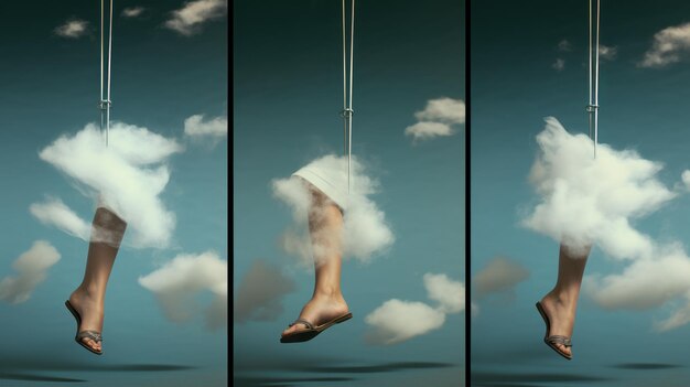 Restless legs syndroom concept surrealistische triptych schilderij achtergrond