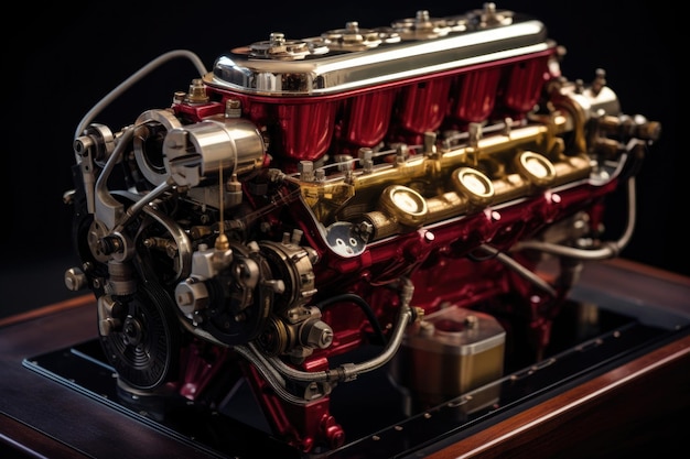 Photo restored classic car engine in detail created with generative ai