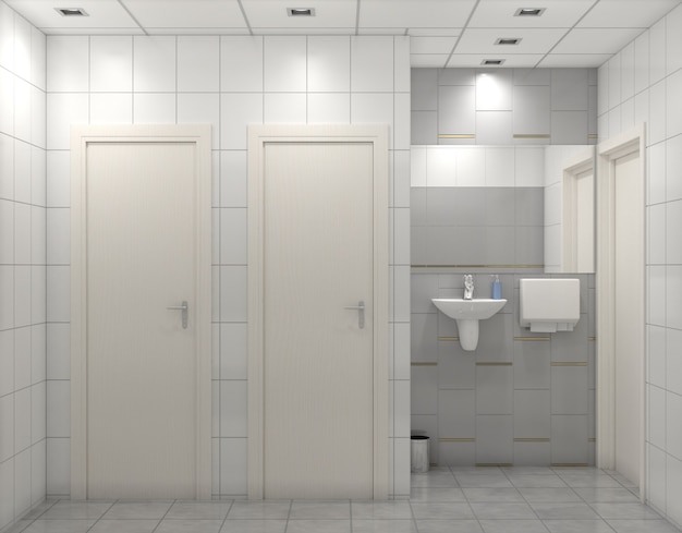 Restroom interior visualization of 3D rendering