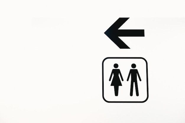 Restroom sign on the white background