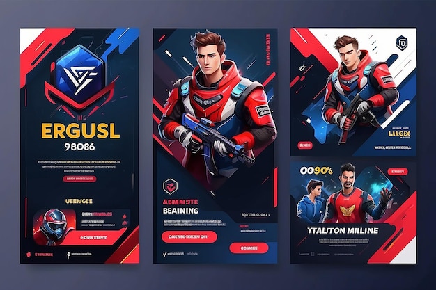 Foto result match esports gaming banner template voor social media post