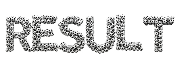 Result word made from a football soccer ball texture 3D Rendering