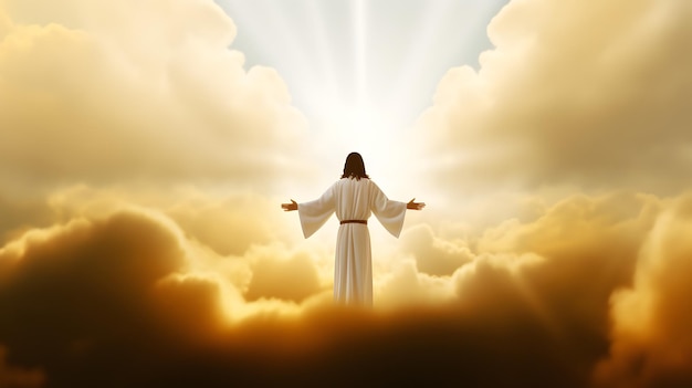 Resurrected Jesus Christ ascending to heaven AI generated